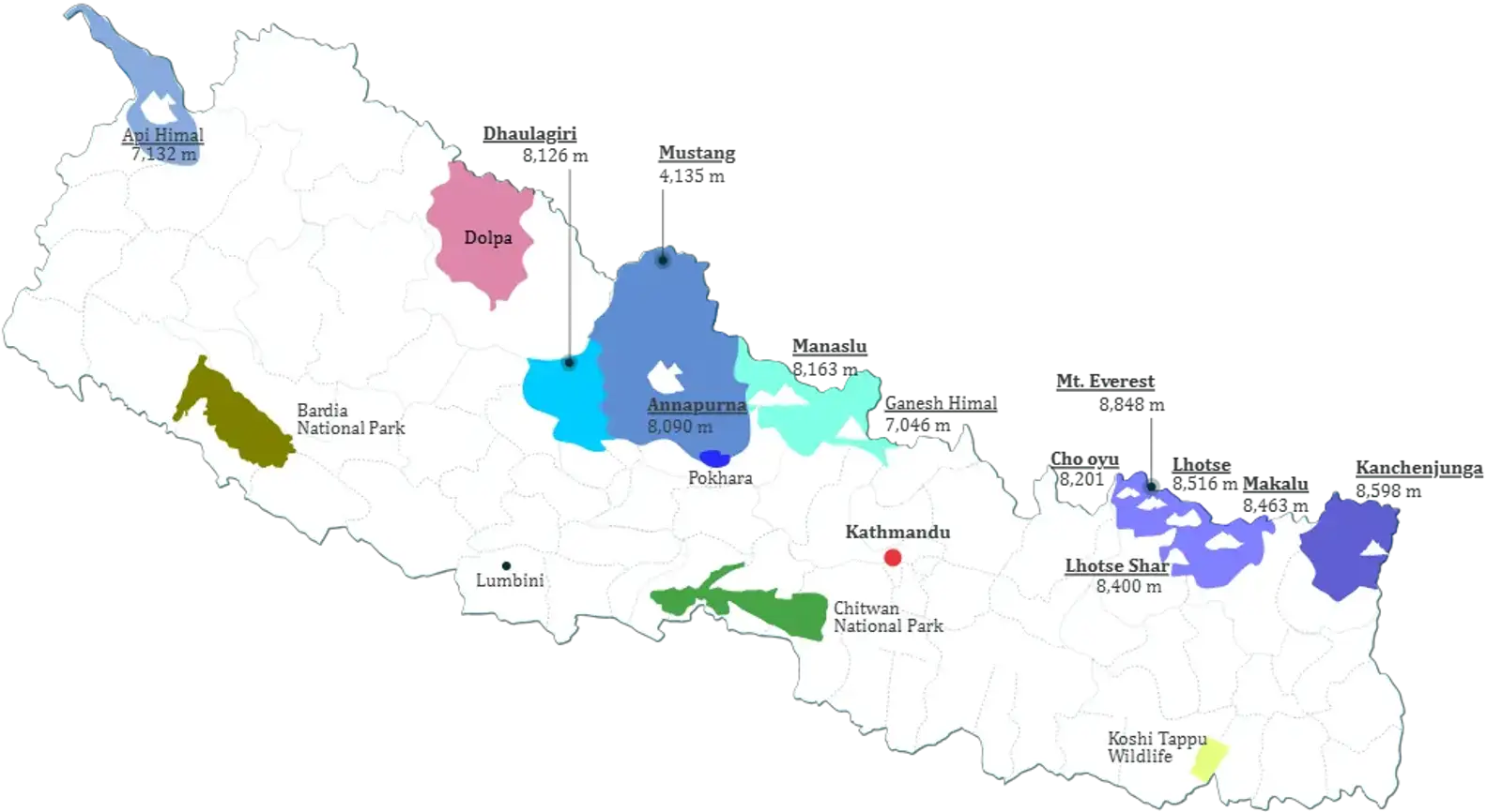 Interactive Map of Nepal Trekking Regions by Marga Adventure